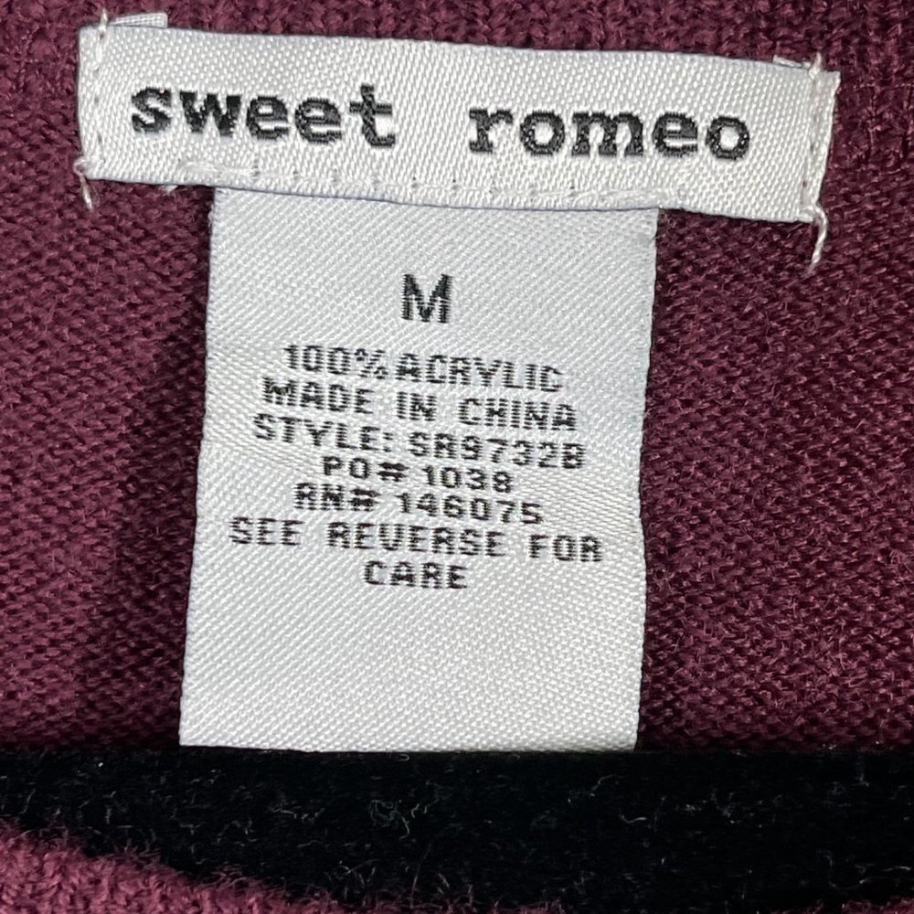 Sweet Romeo Thin Sweater Top Medium Raspberry Ribbed - Picture 5 of 8